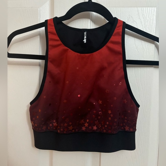 Ultracor | Altitude Celestial Sports Bra Ombré Red Orange Black Stars Sz S - Picture 1 of 6